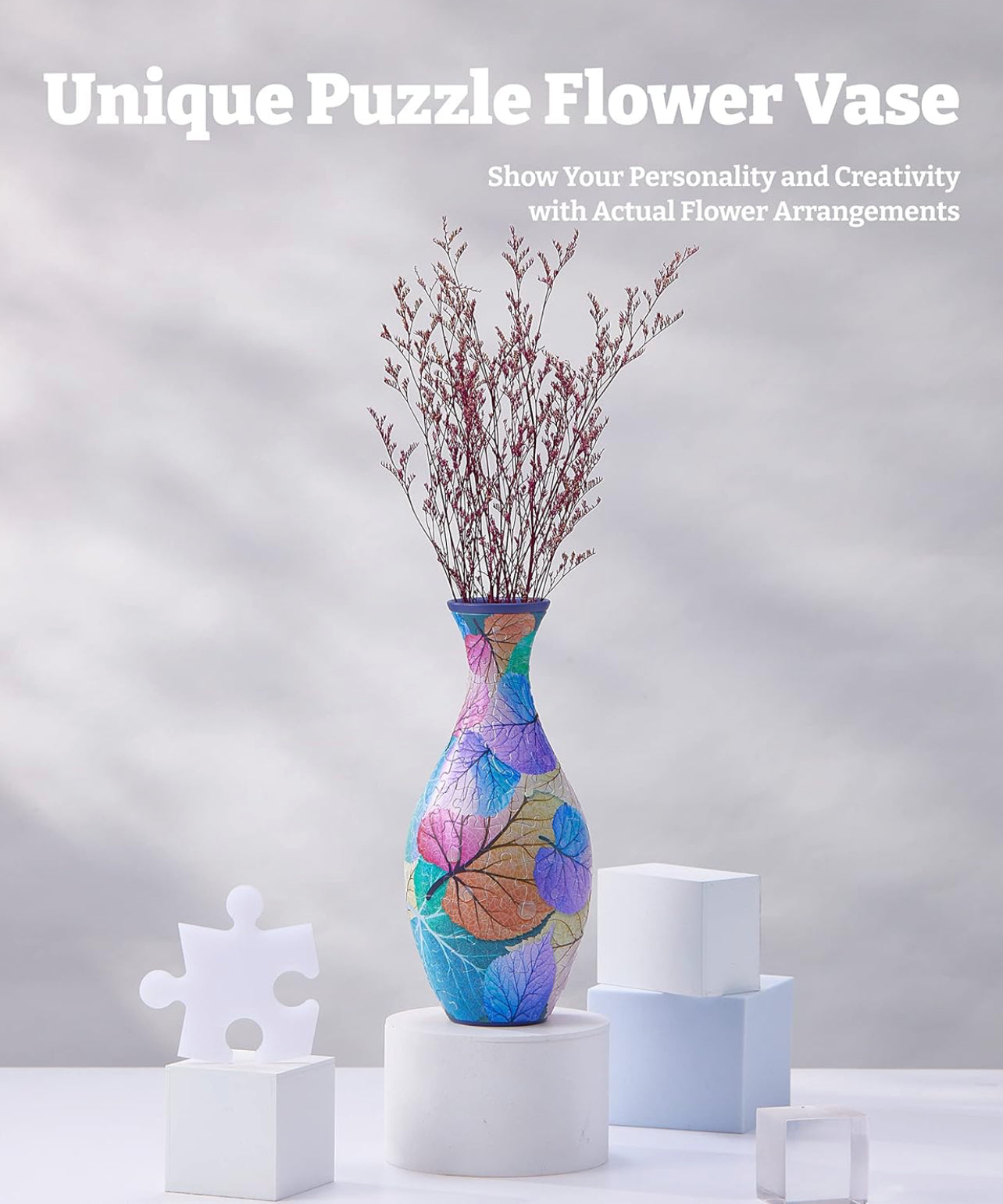 Colorful Leaves - 3D Puzzle Vase Jigsaw Puzzle