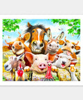 a group of farm animals standing next to each other