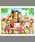 a group of farm animals standing next to each other