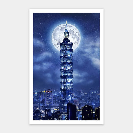 Taipei Skyline - Moon Night Series - 1000 Piece Jigsaw Puzzle