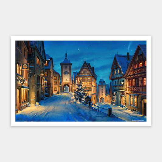 Snowy Rothenburg Winter Night - 1000 Piece Jigsaw Puzzle