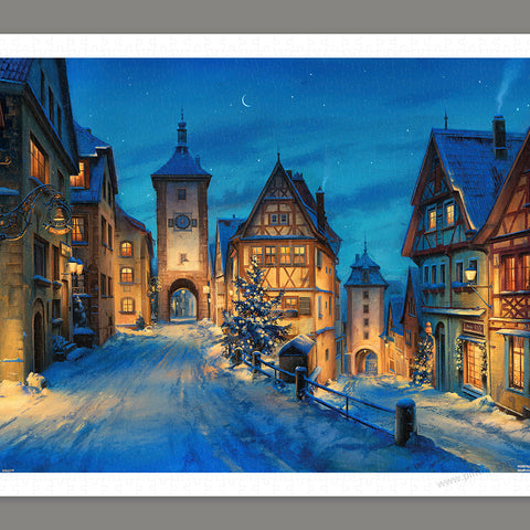 Snowy Rothenburg Winter Night - 1000 Piece Jigsaw Puzzle