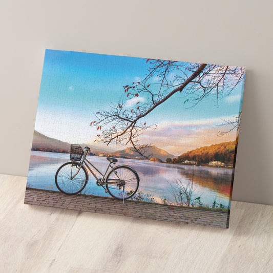 Away from the City - Bicycle by the Serene Lake - 366 Piece Jigsaw Puzzle