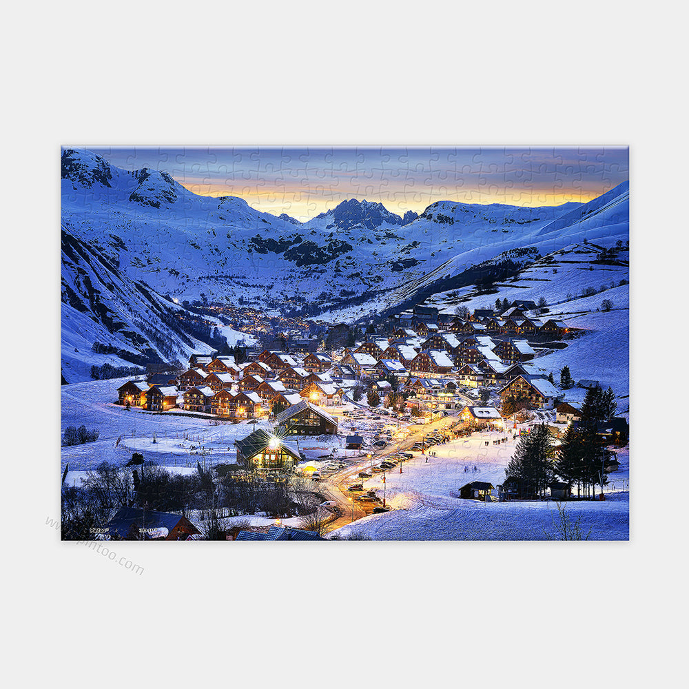 Beautiful Dusk in French Alps Resort - 368 Piece XS Jigsaw Puzzle