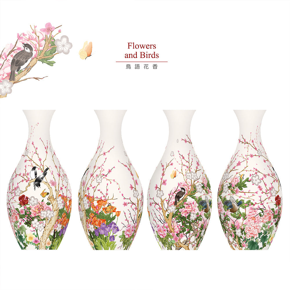 Flowers and Birds - 3D Puzzle Vase Jigsaw Puzzle