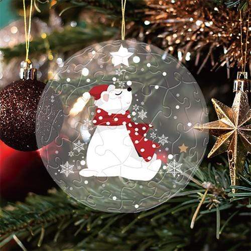 Lovely Polar Bear - 3" Puzzle Ornament (Translucent)