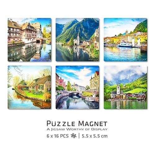 European Waterfront - 6 x 16pcs Jigsaw Puzzle Magnets