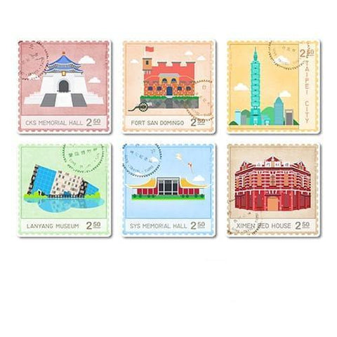 Travel Stamp of Famous Architectures - 6 x 16pcs Jigsaw Puzzle Magnets