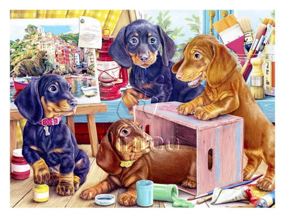 Puppies in the Studio - 1200 Piece Jigsaw Puzzle