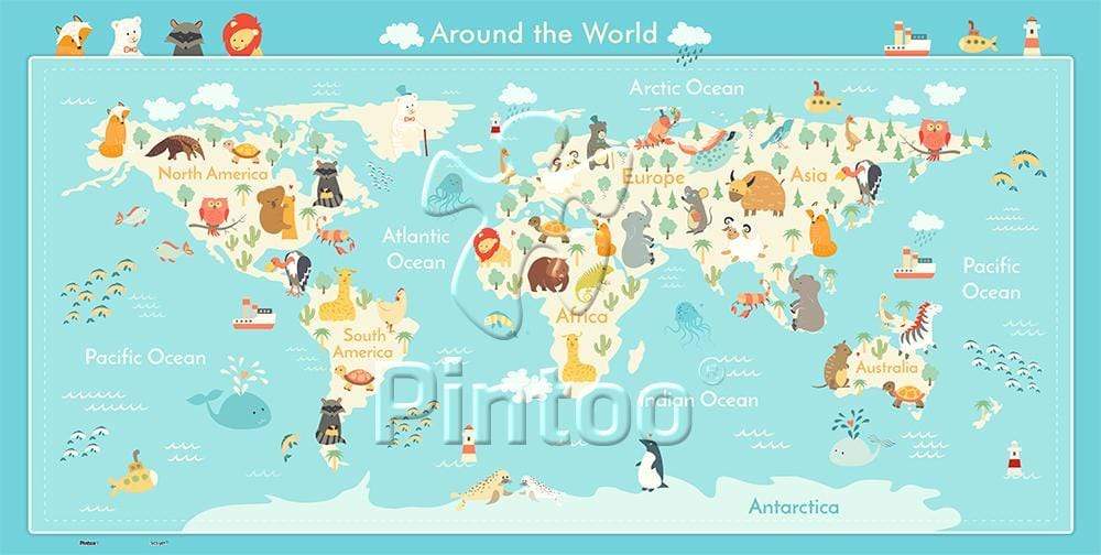 Animals World Map - 128 Piece Junior Jigsaw Puzzle